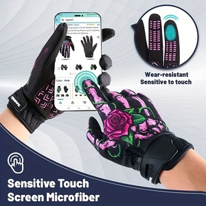 男性用ブラックレザーオートバイレーシンググローブ防水サイクリンググローブ - Product Image 5