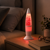 Mini Lampe à Lave LED Moderne Effet Fusée Scintillante, Alimentée par Piles, à Changement de Couleurs, Commande Manuelle par Bouton, Veilleuse pour Chambre, Bureau, Maison