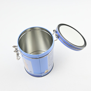 Boîte cylindrique rectangulaire en fer blanc avec anse métallique, logo personnalisé, hermétique, qualité alimentaire, pour emballage de compléments nutritionnels, bonbons et snacks - Product Image 5