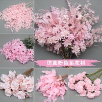 Bunga Pernikahan Warna Pink yang Laris Terjual, Bunga Sutra Buatan Warna Pink Dahlia Mawar Hydrangea untuk Dekorasi Rumah dan Acara Pernikahan.