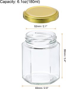 Wholesale Hexagonal Glass Honey Jars with Dipper 180ml/280ml/380ml/500ml Capacities Fruit & <b>Seeds</b> <b>Storage</b> Custom Logo - Product Image 2