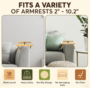 Thân Thiện Với Môi Tre Ghế Cánh Tay Khay Với Người Giữ Cốc, Đa Năng Không Trượt Sofa Tay Vịn Tổ Chức - Product Image 2