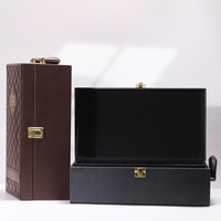 Boîte à vin rectangulaire en cuir PU de luxe personnalisable de haute qualité avec poignée et boucle, emballage portable et écologique pour l'industrie des boissons