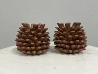 Adorno de Otoño para el Hogar, Decoración Vintage con Dos Conos de Pino, Portavelas para Árbol de Navidad, Regalo Decorativo, Candelabros Marrones