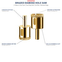 Scie cloche diamantée pour verre électroplaqué, substrat en acier, OEM ODM, logo personnalisé, tailles disponibles