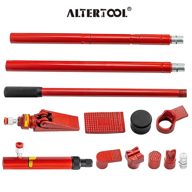 10 Ton Portable Hydraulic Porta Power Kit Hydraulic Ram with Pump, 4.6 Ft/1.4m Oil Hose, Heavy-Duty Steel Construction