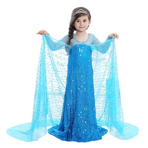 Costumes de princesse en vente chaude 2023, robe d'anniversaire, déguisement de la <span class=keywords><strong>Reine</strong></span> <span class=keywords><strong>des</strong></span> <span class=keywords><strong>neiges</strong></span> Elsa, robe pour filles, enfants DISP-013 - Product Image 1