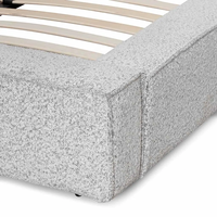 Lit Confortable et Doux avec Tête de Lit en Bois, Tissu Bouclé Gris, Disponible en Tailles Simple, Double, Queen et King – Offre Spéciale