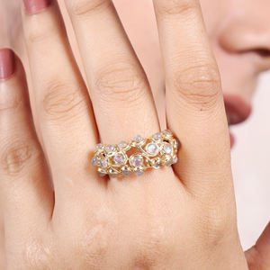 Hot Selling 925 <b>Sterling</b> <b>Silver</b> Rainbow Moonstone <b>Ring</b> 18K Gold Plated <b>Adjustable</b> Wedding/Party <b>Ring</b> - Product Image 2