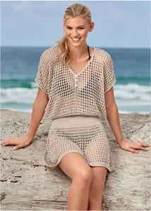 Beach Cover Shirt Mesh Hollow Knitted Beach Vacation Bikini Cover Shirt Hot Selling Sun Protection Shirt