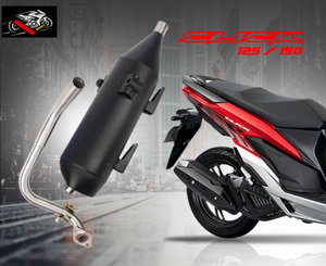 Pot d'échappement de moto Geometry Racing Scooter <span class=keywords><strong>Hero</strong></span> avec silencieux pour <span class=keywords><strong>Click</strong></span> 125/150, tuyaux de puissance avec coude en acier inoxydable - Product Image 1
