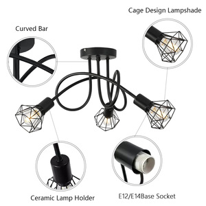 Đèn trang trí kim loại lồng đèn chùm 3-đèn Trần Đèn treo đèn màu đen phù hợp với trang trí nội thất nhà bếp đảo - Product Image 3