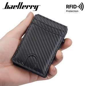 กระเป๋าสตางค์คาร์บอนไฟเบอร์สำหรับผู้ชาย Baellerry ป้องกัน RFID พร้อมช่องใส่บัตรแบบดีดออกอัตโนมัติ สีดำ ขนาด 5 นิ้ว - Product Image 4