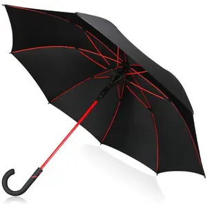 مظلة رجالي بإطار من الألياف الزجاجية حمراء اللون تفتح تلقائيًا بمقاس أكبر