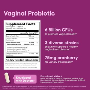 Probiótico Vaginal con Arándano Rojo y Prebióticos para el Equilibrio del pH y el Apoyo del Tracto Urinario, Desarrollado por Médicos, Marca Privada OEM - Product Image 2