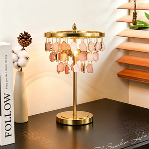 Lámpara de Mesa de Estilo Escandinavo Moderno Vintage para Dormitorio, Cuerpo de Hierro Rústico con Pantalla Redonda Grande, Alimentación CA, Luz LED Blanca Cálida - Product Image 1