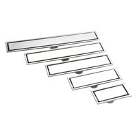 Drain de sol rectangulaire en acier inoxydable poli sur mesure, long et anti-odeur, pour salle de bain, douche, hôtel, à incrustation de carreaux