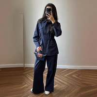 Ensemble Abaya Islamique Modeste R-803 avec Poches à Cordon, Polyester Respirant, Style Dubaï, Pantalon Couleur Unie