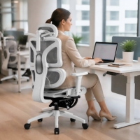 Chaise de bureau entièrement en maille avec réglage de la profondeur de l'assise, vérin à gaz certifié SGS, pivotante, inclinable, vente en gros directe usine