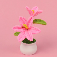 Fleur de lys en crochet de laine faite à la main, petite plante en pot, mini, écologique, durable, pour la maison, le bureau, la voiture, Thanksgiving, la remise des diplômes
