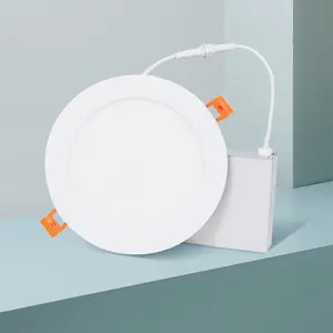 Lampu plafon LED 12 pak 6 9 inci 3CCT Panel ramping tersembunyi dengan kotak sambungan lampu Pot dapat diredupkan ETL FCC USA