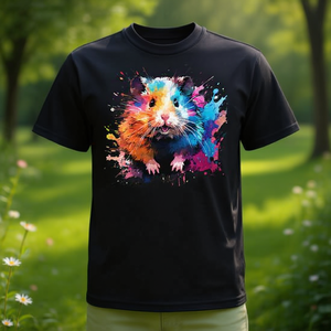 T-shirt coloré Splash Art Syrian Hamster pour les amoureux des animaux - Product Image 3