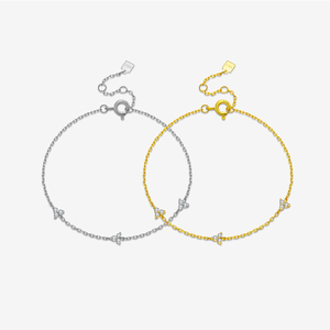 Bracelet en argent sterling 925 pour femmes FUAMAY, bijoux fins classiques minimalistes, mini bracelets trio mixtes avec zircon - Product Image 1