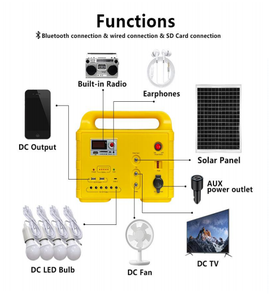 Mini kit de panneau solaire pour camping en plein air centrale électrique portable avec torches LED ventilateur de charge <span class=keywords><strong>TV</strong></span> haut-parleurs FM MP3 BT - Product Image 3