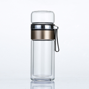 Botella de Té de Vidrio <span class=keywords><strong>con</strong></span> Doble Pared y Infusor de Acero Inoxidable, Botella de Agua de Vidrio, Éxito de Ventas JM - Product Image 2