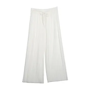 Pantaloni modali estivi in tessuto di cotone e lino tinta unita di alta qualità all'ingrosso