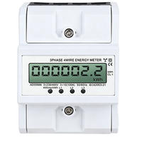 Meter Energi Digital LCD 3 Fasa 4 Kawat 4P Mini DIN Rail 10(100)A KWh