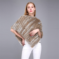 Jtfur mode dames gris fourrure châle fourrure triangle col gland femmes lapin fourrure poncho
