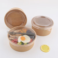 Vente en gros logo personnalisé OEM, nouilles, riz, aliments chauds, salade, soupe, aliments, bol en papier kraft jetable écologique