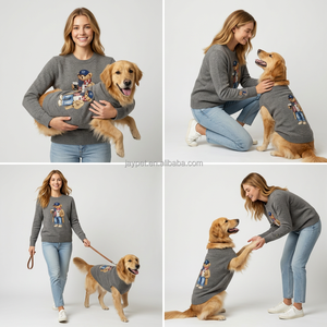 Abbigliamento Coordinato Genitore-Figlio per Animali Domestici, Accessori Halloween, Vestiti Moderni Minimalisti in Cotone con Cappuccio e Grafica Orso per Cani e Gatti, Bichon Frise - Product Image 1