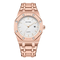 PS1453 montre classique en acier inoxydable doré étanche calendrier date aiguilles lumineuses montres à quartz de luxe pour hommes