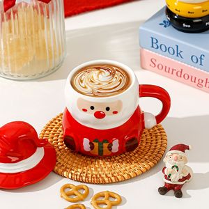 Caneca Criativa de Cerâmica do Papai Noel com Tampa e Alça, Resistente a Altas Temperaturas, Presente de Natal Fofo - Product Image 4