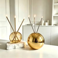 Vente en gros de boîtes cadeaux personnalisées avec logo, emballage de bougies éternelles en paraffine liquide globulaire, bougie éternelle avec 3 chandeliers en métal