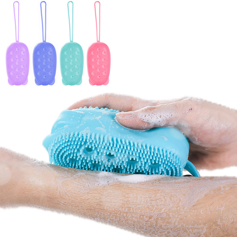 Мягкий Двойной уход за кожей лица Очищение Двусторонняя массажер для головы щетка для мытья ковра тела силиконовая щетка для душа с вытяжным шнуром