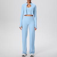 Ensemble de yoga 3 pièces taille haute, coupe ajustée, respirant, léger, extensible dans les quatre sens, grande taille, pour entraînement, marque privée, Fantasy Workout Long