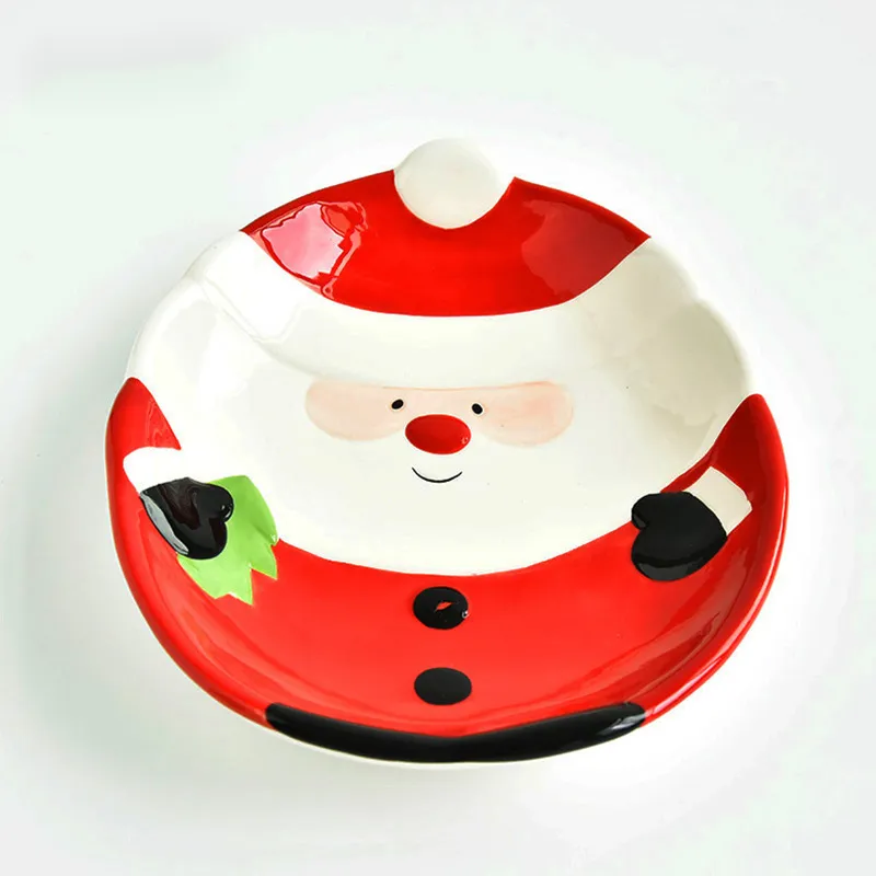 Dolomite artificial painted salad dish Christmas gift manufacturers supply ceramic Santa Claus plate