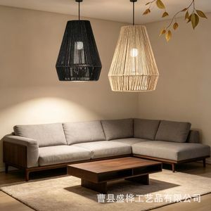 Pantalla de lámpara de papel tejida a mano, forma de cono, ecológica, para decoración del hogar, casa de huéspedes, restaurante, bar, origen Shandong - Product Image 1