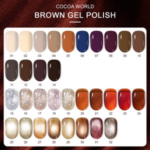 Ensemble de vernis gel 32 couleurs très demandé, tons café et nude automne-hiver, finitions œil de chat et pailletées - Product Image 1