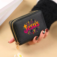 Dompet Pendek PU Wanita Baru Dompet Pola Kartun Modis Dompet Koin Ritsleting Sederhana Berkualitas Tinggi Poliester Multifungsi