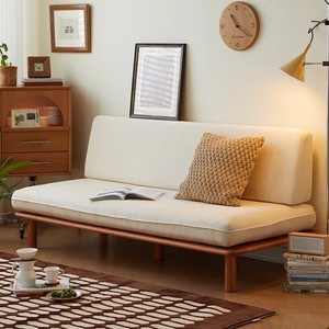 Cama reclinable <span class=keywords><strong>de</strong></span> <span class=keywords><strong>madera</strong></span> rústica <span class=keywords><strong>de</strong></span> estilo japonés, sofá <span class=keywords><strong>de</strong></span> tela reciclada limpia sin reposabrazos para sala <span class=keywords><strong>de</strong></span> estar o balcón - Product Image 1