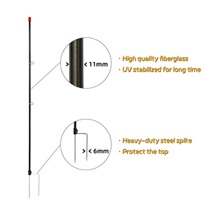 Poste de Fibra de Vidrio Resistente para Construir Cercas Eléctricas Temporales, Poste de Plástico Temporal para Protección de Patio, Jardín, Huerto y Granja - Product Image 3