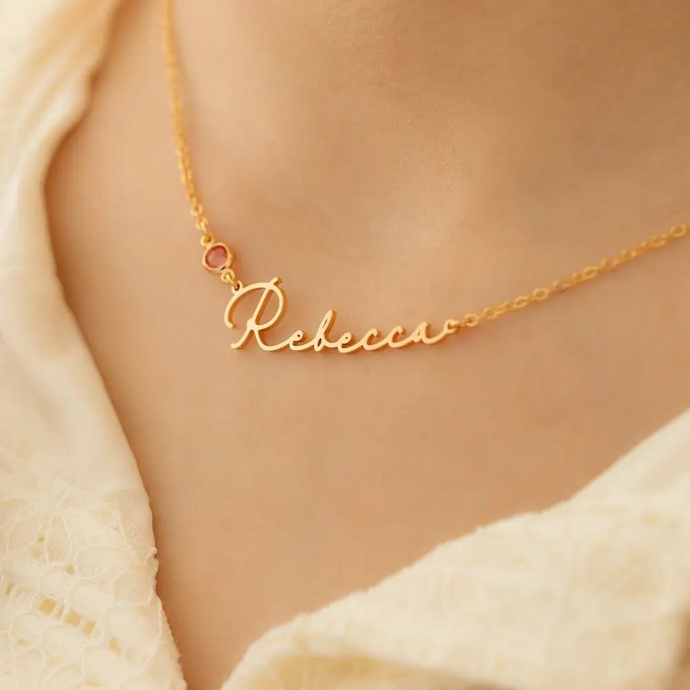 Individuelles Gold-Namenkette Damen personalisierte Namensschild-Anhänger Halskette Namensschild-Halsband individueller Schmuck