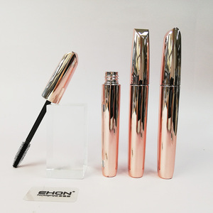Tube de mascara métallique or rose vide, emballage cosmétique pour cils avec logo personnalisé, conteneur de mascara en plastique ABS avec bouchon à vis et applicateur brosse - Product Image 4
