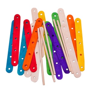 Natural Plain Color and Multi-Color Creative Wooden Crafted Sticks with 5 Holes for DIY