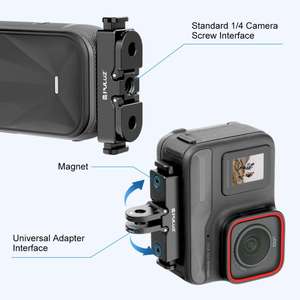 Base Adaptadora de Liberación Rápida de Aluminio de Aviación PULUZ para Insta360 X5 / X4 Air / <span class=keywords><strong>Ace</strong></span> Pro / Pro 2 (Negro) - Product Image 4