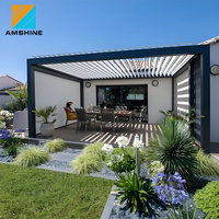 Biyoklimatik Alüminyum Geri Çekilebilir Tavanlı Pergola, LED Aydınlatmalı Döner Panjurlu Tasarım, Arka Bahçe ve Bahçe Açık Alanları için